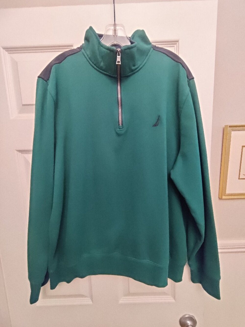 NWOT Nautica Men's SZ-XL Fleece Pullover Sweatshirt Hunter Green 1/4 Zip